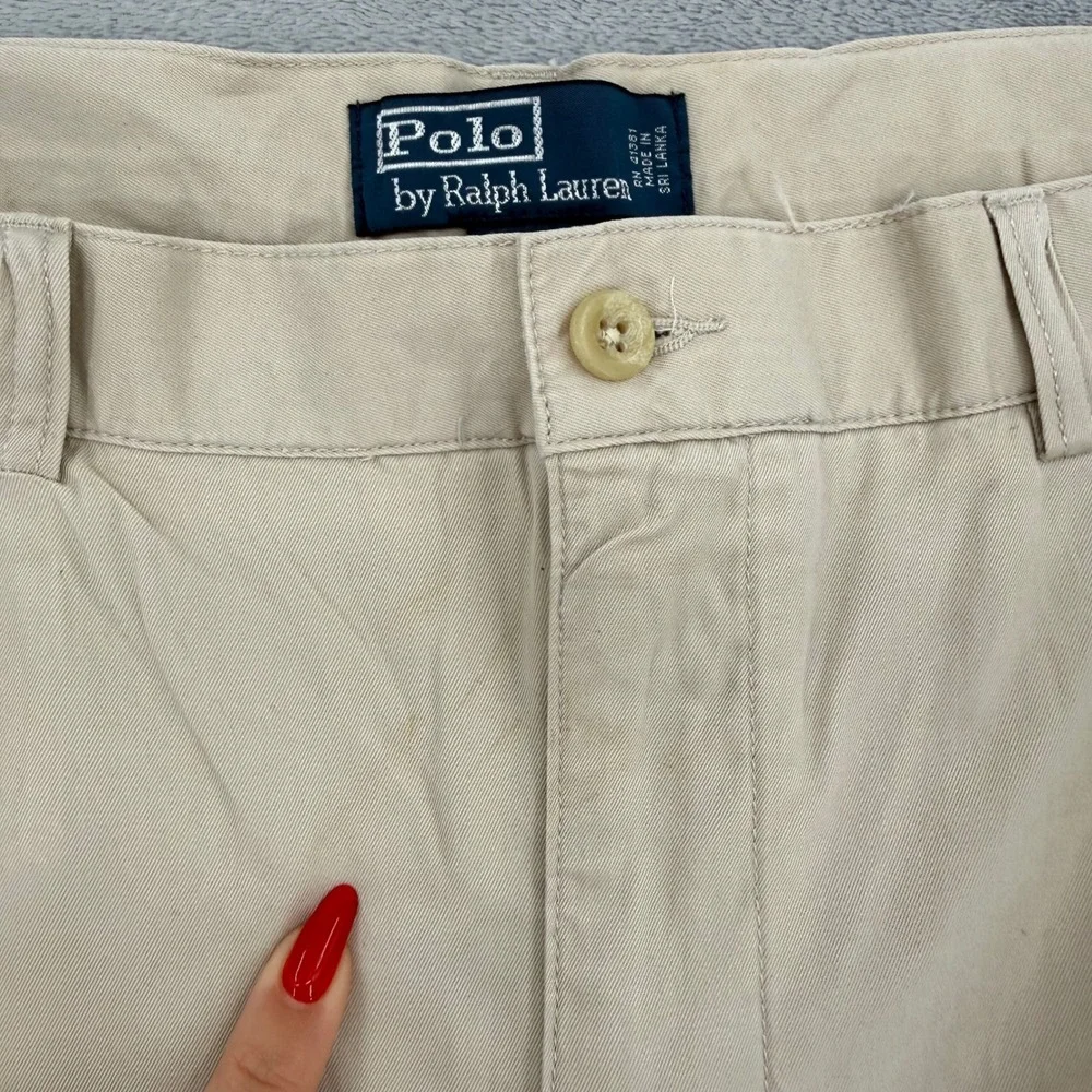 Polo Ralph Lauren Tyler Short Mens Tan Khaki Pleated 100% Cotton Twill Size 42‎
